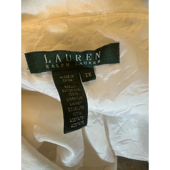 Women 2X Lauren Ralph Lauren White 100% Linen Button Vest Shirt Top Sleeveless - Picture 6 of 6